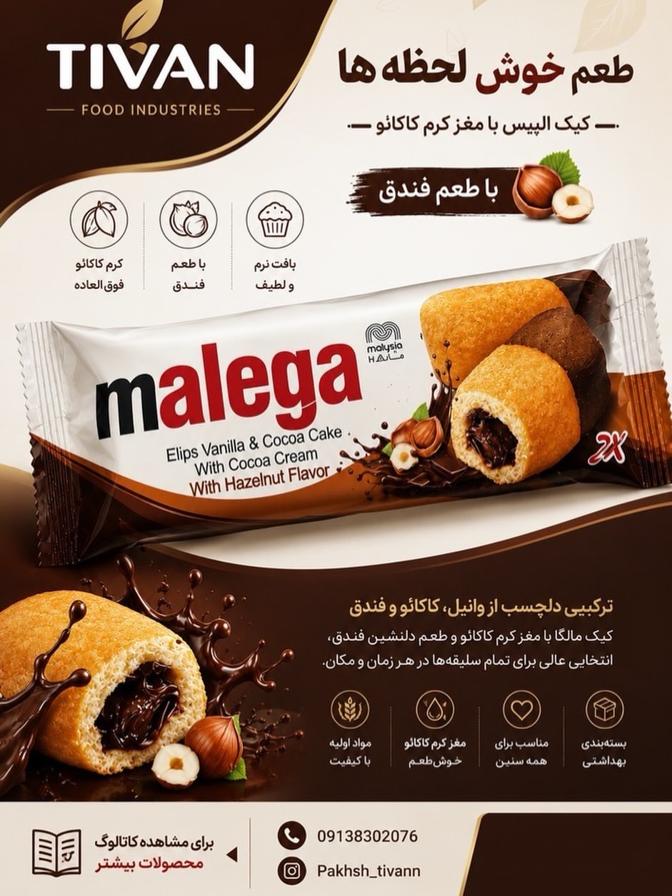 کیک مغز دار شکلاتی دوقلو مالگا